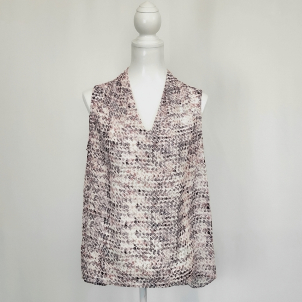 Rachel Zoe Sleeveless V- Neck Shell Medium Purple and Grey